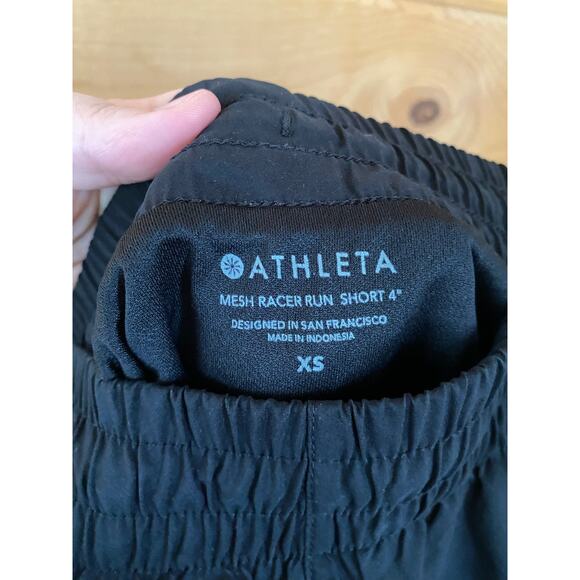 Athleta black Mesh Racer Run Mid Rise 4 athletic shorts size XS - Picture 4 of 6